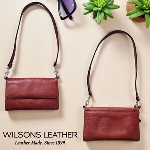 Vintage Wilson's Leather Reddish Brown Shoulder Bag Flap Purse Clutch EUC